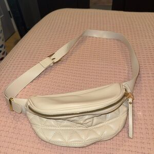 Elegant Cream Quilted Belt Bag